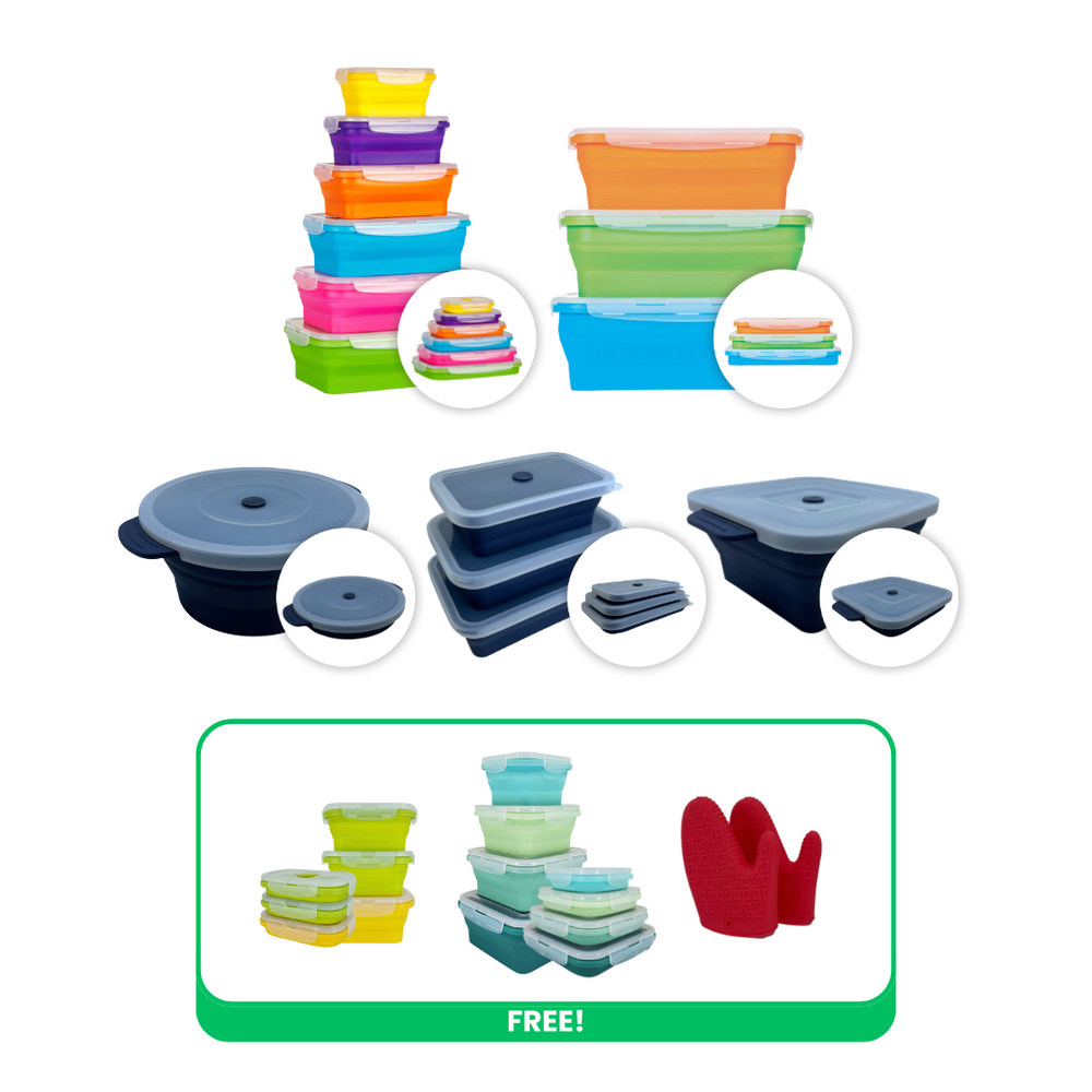 Flat Stacks Collapsible Silicone Food Storage Containers Special ...